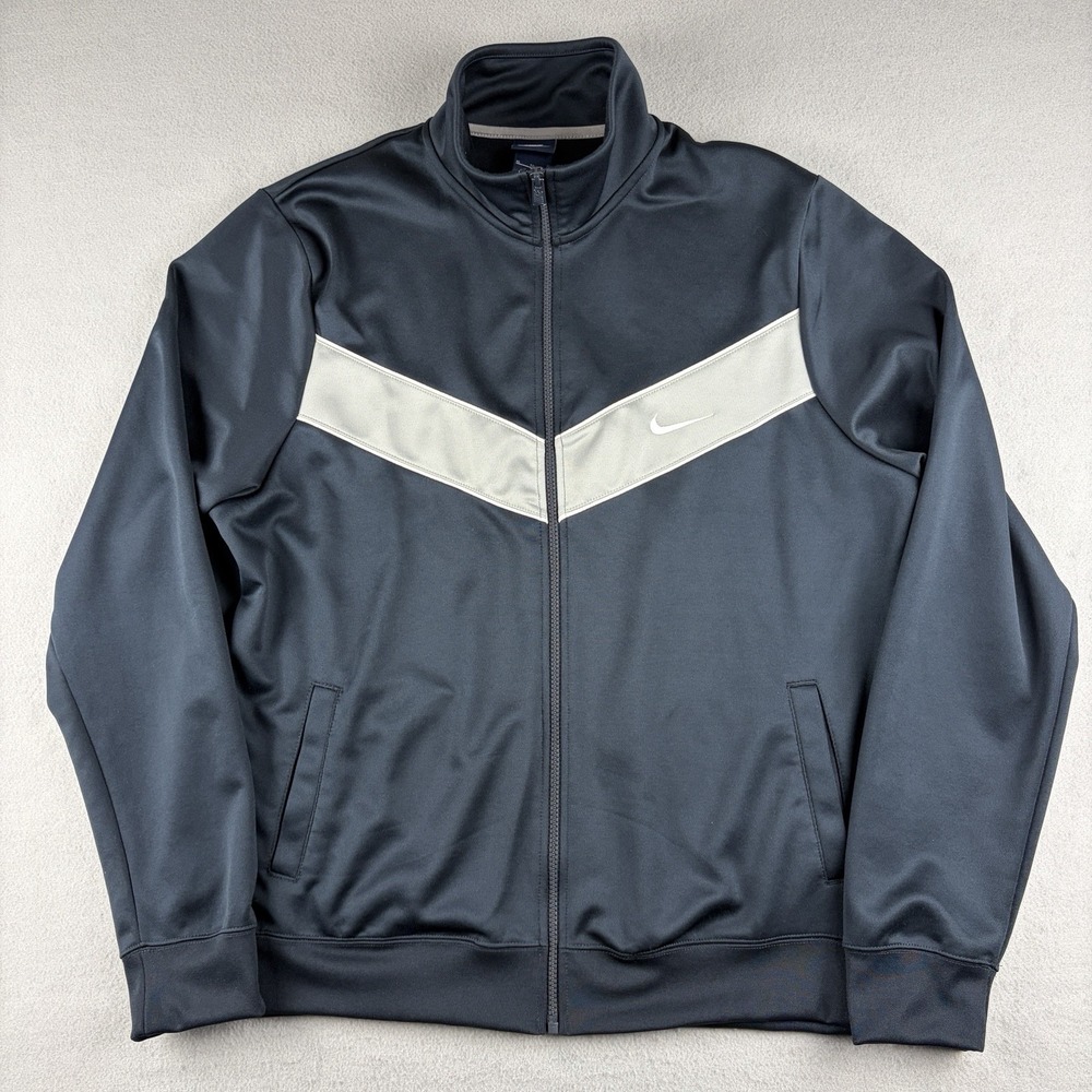 Nike Vintage Y2K Track Jacket Men's XL Navy Gray Swoosh Full Zip
